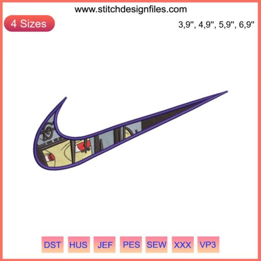 "Sasuke Uchiha Nike Logo Embroidery Design File | Unique Naruto Embroidery Machine Pattern | Anime-Inspired Stitching Art"