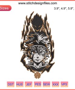 "Black Clover Asta & Devil Logo Embroidery Design File for Machine Use"