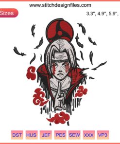 Uchiha Itachi and Sasuke Embroidery Design | Anime Embroidery File | Embroidery Machine Patterns