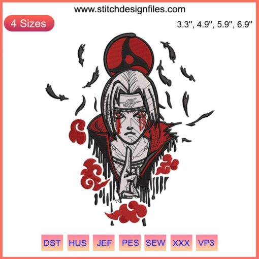 Uchiha Itachi and Sasuke Embroidery Design | Anime Embroidery File | Embroidery Machine Patterns