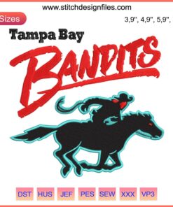 Tampa Bay Bandits USFL Logo Embroidery Design File | Machine-ready vector for embroidery projects.