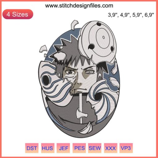Obito Uchiha Manga Naruto Logo Embroidery Design File for Embroidery Machines - Anime, Embroidery Design, Naruto Emblem