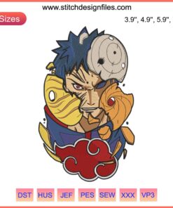 "Kakuzu Obito Uchiha & Hashirama Senju Akatsuki Logo Embroidery Design: Naruto-inspired embroidery file with iconic characters."