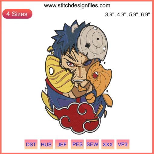 "Kakuzu Obito Uchiha & Hashirama Senju Akatsuki Logo Embroidery Design: Naruto-inspired embroidery file with iconic characters."