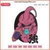 Majin Boo Dragon Ball logo embroidery design file, vibrant pink motif, compatible with embroidery machines.