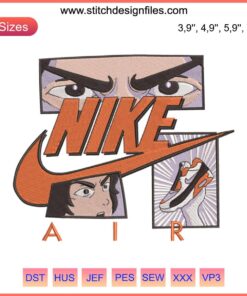 Camiseta Nike Anime Sportswear Logo Embroidery Design File for Embroidery Machine