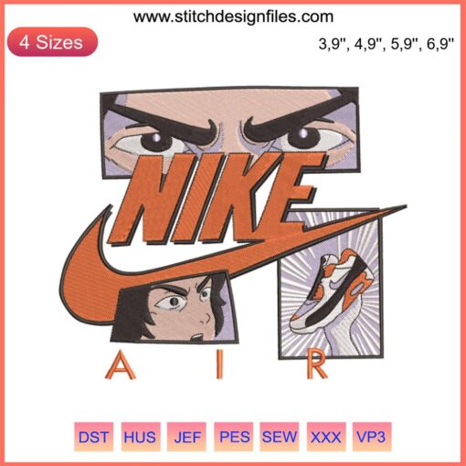 Camiseta Nike Anime Sportswear Logo Embroidery Design File for Embroidery Machine