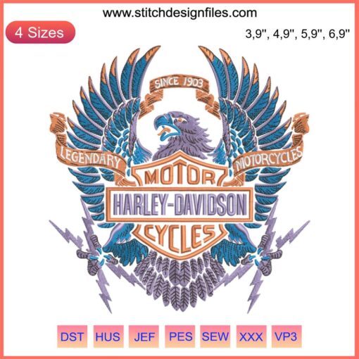 Harley Davidson Eagle Logo Embroidery File | Machine Design, Biker Emblem, HD Patch, Sewing Pattern, Instant Download
