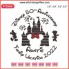 Disney 50th Anniversary Family Vacation 2022 Logo Embroidery, Instant Download: Gold castle, blue text, celebratory theme.