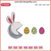 Pac Man Bunny Easter Eggs Embroidery Design | Happy Easter Logo | Fun Easter Embroidery Patterns | Festive Egg Hunt Design File