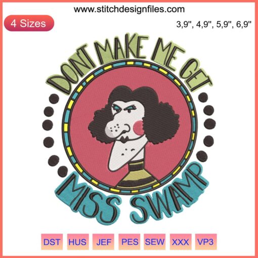 Miss Swamp Embroidery Design | Miss Nelson is Missing Logo | Machine Embroidery File Design