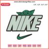 Nike Baby Yoda Logo Embroidery Design File for Embroidery Machines, featuring iconic Nike swoosh and Baby Yoda graphic.