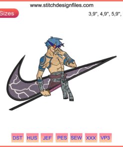 Nike Kamina Tengen Toppa Gurren Lagann Logo Embroidery Design File, Nike-inspired anime embroidery, digital design pattern.
