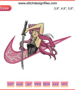 Nike Yuno Gasai Embroidery Design File | Anime-Inspired Art, Future Diary Redial, Detailed Stitching, Unique Digital Download