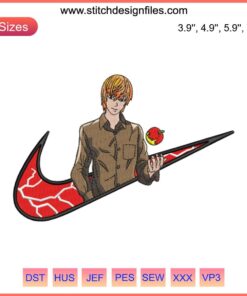 "Yagami Raito Death Note Anime Nike Embroidery Design File – Unique Embroidery Pattern for Fans"