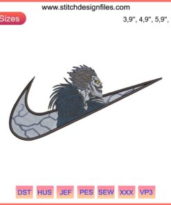 Nike Ryuk Death Note Embroidery Design File, Nike Inspired, Embroidery Machine Art, Anime Shoe Project.