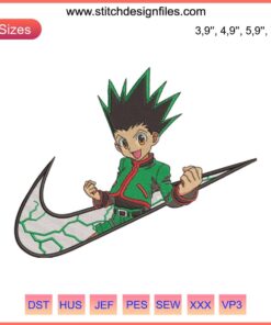 "Gon Freecss Nike-Inspired Hunter x Hunter Embroidery Design | Machine File Download | Anime Stitch Pattern"