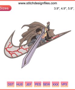 Guts Berserk Logo Embroidery Design File, Nike-Inspired, Custom Patch, Anime-Themed, Digital Download for Embroidery