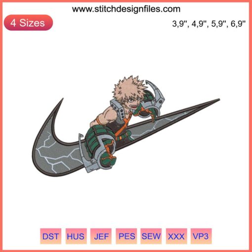 Bakugo Katsuki My Hero Academia Logo Embroidery Design File, Nike Style, Hero Logo, Digital Download, Anime Embroidery