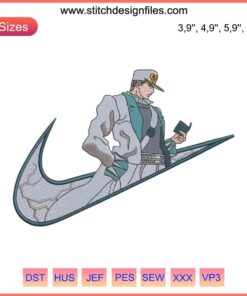 Jotaro Kujo JoJo's Bizarre Adventure Logo Embroidery Design | Nike-Inspired Stitch File