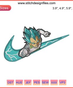 Vegeta Bejita Cadic Dragon Ball Embroidery Design | Nike Inspired | Anime Logo Stitch Pattern | Unique Sports-Themed Design