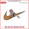 Natsu Dragneel Fairy Tail Logo Embroidery Design, Nike Inspired, features iconic red flame pattern on sleek footwear design.