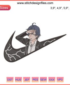 Hachiman Hikigaya My Teen Romantic Comedy Embroidery Design, Nike-Inspired Logo, Anime Fan Art, Digital Embroidery Pattern