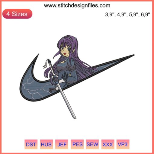 Mai Sakurajima Nike-Inspired Logo Embroidery Design File | Rascal Does Not Dream of Bunny Girl Senpai | Digital Download