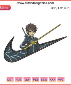 Kirito Sword Art Online Logo Embroidery Design | Nike Inspired | Anime Machine Embroidery File | Embroidery Design Download