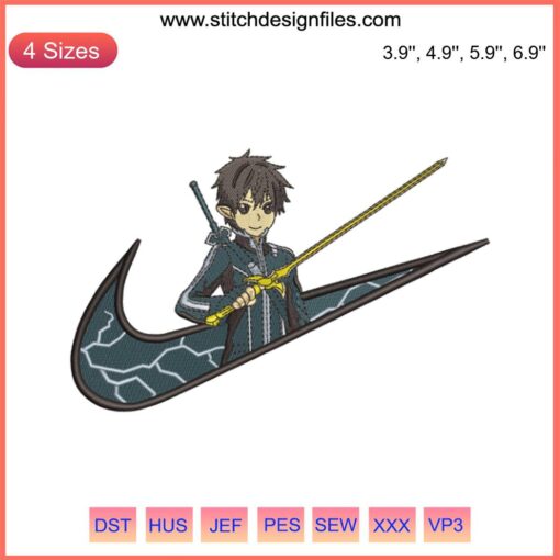 Kirito Sword Art Online Logo Embroidery Design | Nike Inspired | Anime Machine Embroidery File | Embroidery Design Download