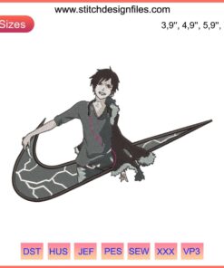 Orihara Izaya Durarara Logo Embroidery File, Nike-Inspired Design for Embroidery Machines