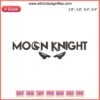 Moon Knight embroidery design file featuring a crescent moon and hooded figure for embroidery machines. Perfect for superhero fans.