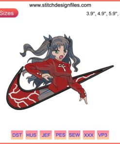 Tohsaka Rin Embroidery Design | Type-Moon Anime Digitizing File | Detailed Anime Character Stitch Design