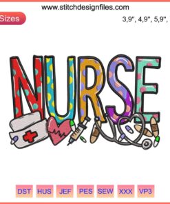 Nurse Sublimation Logo Embroidery Design, Medical Device Icon, Digital File, Professional Healthcare Branding