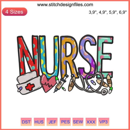 Nurse Sublimation Logo Embroidery Design, Medical Device Icon, Digital File, Professional Healthcare Branding