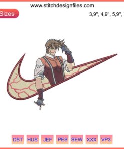 Joseph Joestar JoJo's Bizarre Adventure Logo Embroidery, Nike-Inspired Design, High-Quality Digital File, Anime Embroidery Pattern.