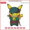 Pikachu dressed as Roronoa Zoro & Luffy with embroidered One Piece logo | Embroidery design file for machine use