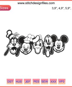 Mickey Mouse & Friends Logo Embroidery Design File, Custom Machine Stitch, Disney Character Pattern