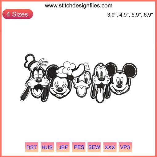 Mickey Mouse & Friends Logo Embroidery Design File, Custom Machine Stitch, Disney Character Pattern