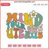 Mind Your Own Uterus Logo Embroidery Design File: Custom machine embroidery pattern, vibrant uterus illustration, DIY project.