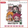 Cute chibi Demon Slayer character embroidery machine file, vibrant anime design for fabric crafts.