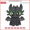 Chibi Toothless Baby Dragon Embroidery Design for Machine stitching, Cute & Adorable Fantasy DIY Pattern Download.
