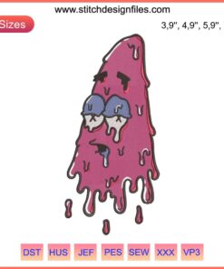 Patrick Star Melting Embroidery Design File, Spongebob Movie Theme, Disney Digital Product, Vibrant Cartoon Character Stitching