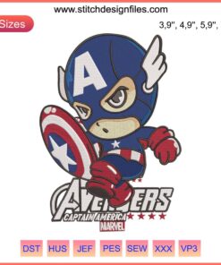Chibi Captain America & Superman Embroidery Design File | Cute Marvel Avengers Craft Pattern | Digital Download