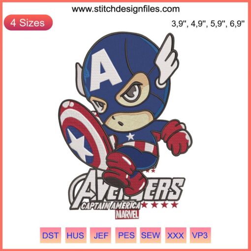 Chibi Captain America & Superman Embroidery Design File | Cute Marvel Avengers Craft Pattern | Digital Download