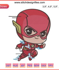 Chibi Superheroes Embroidery: The Flash, Spider-Man, Batman Design File | For Embroidery Machine