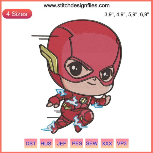 Chibi Superheroes Embroidery: The Flash, Spider-Man, Batman Design File | For Embroidery Machine
