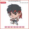 Chibi Ryu Game Embroidery Design: Cute Anime Dragon Stitch Pattern, Ideal for Machine Embroidery.