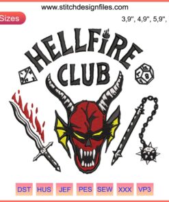 Stranger Things 4 Hellfire Club Embroidery Design | Custom Machine File | D&D Inspired Pattern