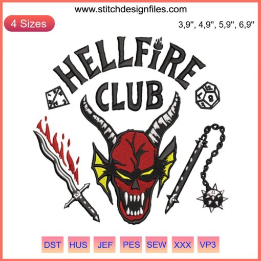 Stranger Things 4 Hellfire Club Embroidery Design | Custom Machine File | D&D Inspired Pattern